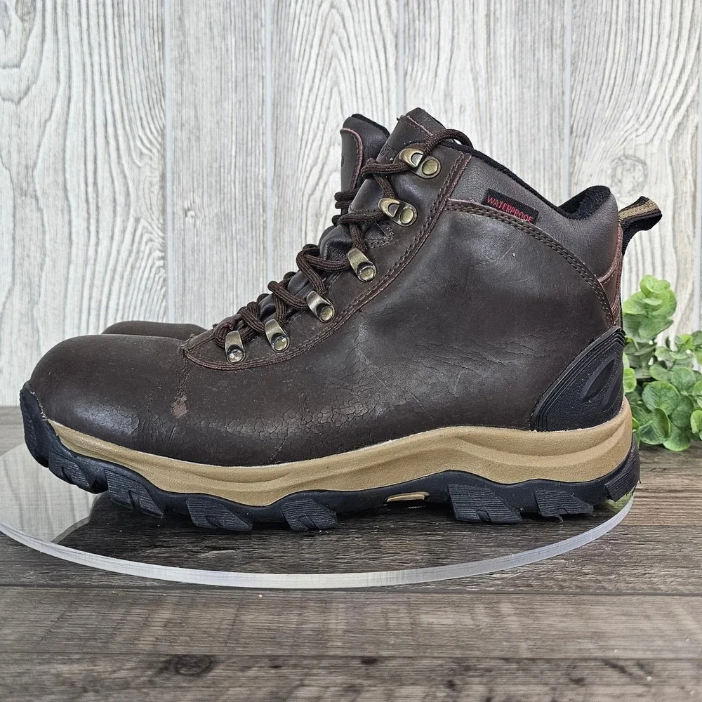 Lands'‎ End Men's 8.5 Waterproof Leather Hiking Boots Brown Outdoor Trail Grunge